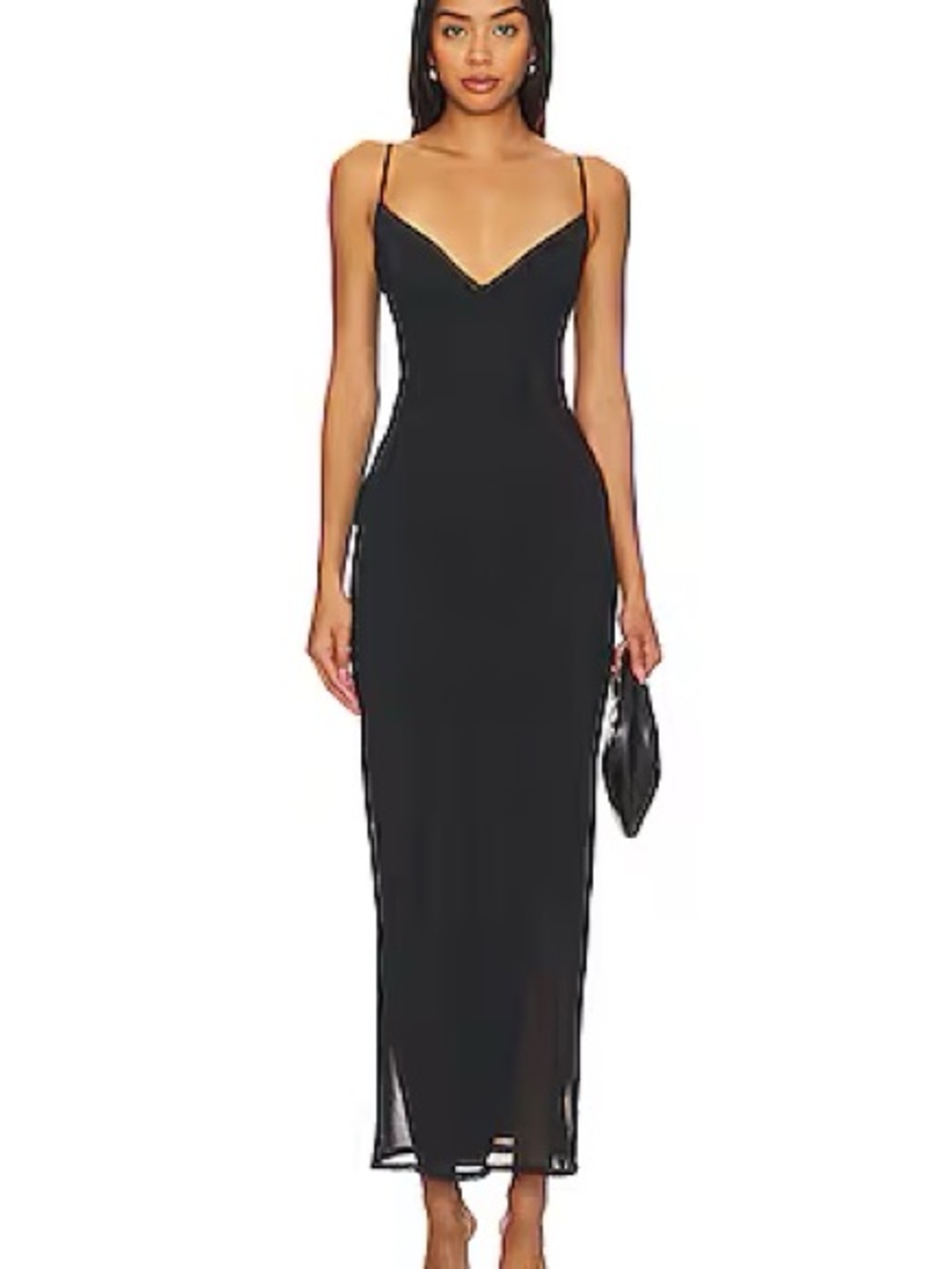 AFRM Alyson Dress in Noir/Black XS mesh sheer long dress - Picture 2 of 7